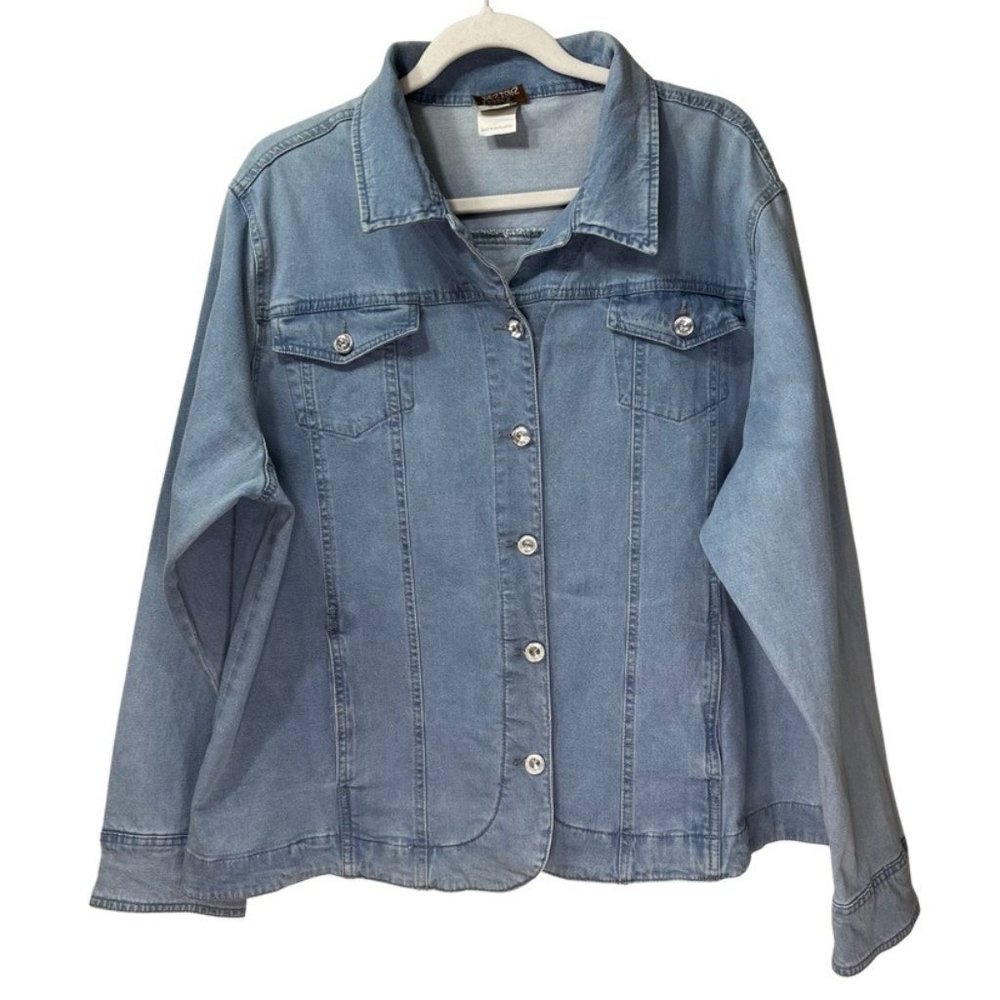 ISAAC's DESIGNS Women's Medium Wash Lightweight Denim Jacket 2XL